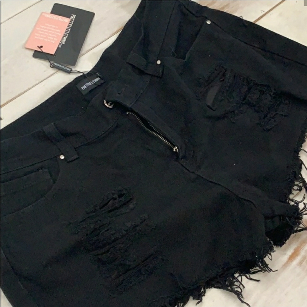 PrettyLittleThing Cut Black Shorts